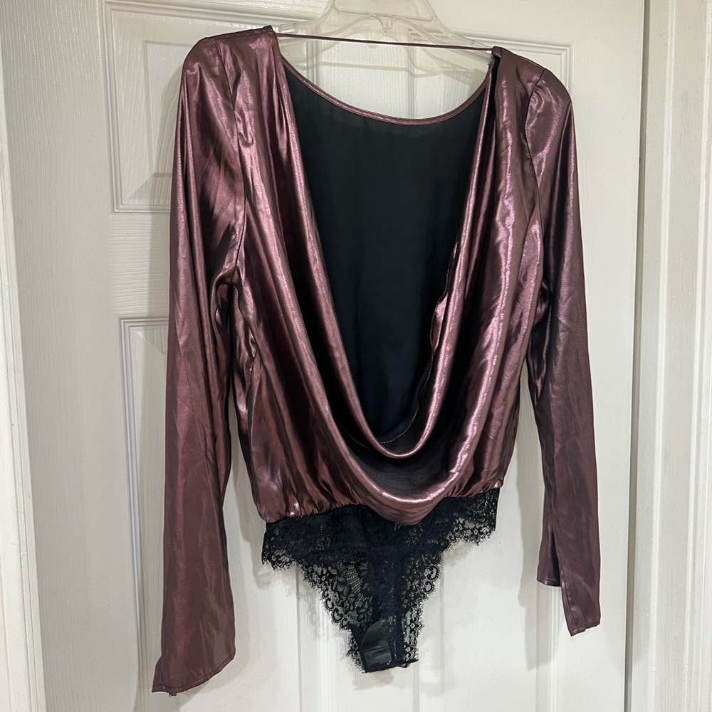 NEW free people purple metallic bodysuit